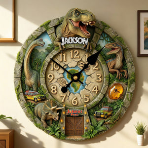 Prehistoric World Clock - Personalized Gifts For Kids 02humg170126