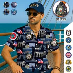 Proud Navy Veterans Hawaiian Shirt - Personalized Military Logo Gifts For Veteran 04HULU180625