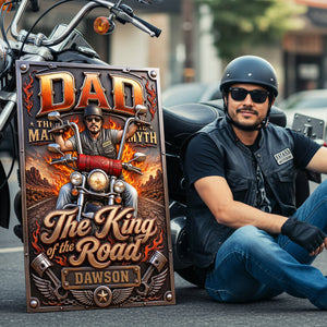 Dad Rules The King Road Print Metal Sign - Custom Photo Gifts For Dad 02HUTA180526