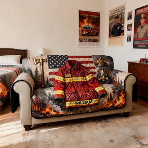 Firefighter Quilted Sofa Cover, Personalized Gifts 04KILU260126