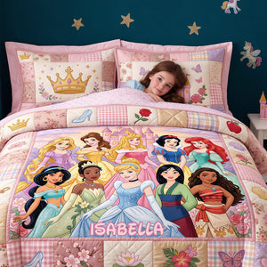 Lovely Fairy Tale Princesses Quilt Bedding Set - Personalized Christmas Gifts 05nadt171026