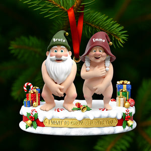 Mischievous Gnome Couple Acrylic Ornament - Personalized Gifts For Couples 08OHLU201125