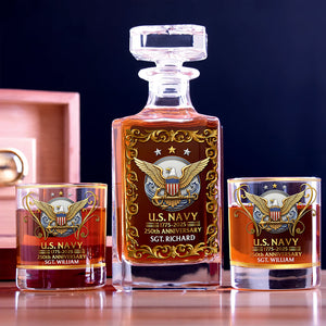 Military Commemorative Whiskey Decanter Set - Personalized Gifts For Soldiers 02naqn030725