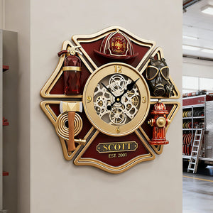 Firefighter Acrylic Hanging Wall Clock - Personalized Gifts For Firefighters 04kita311225