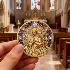 Protected By Mary - Personalized Gifts For Christian Printed Metal Coin 03NATN270226