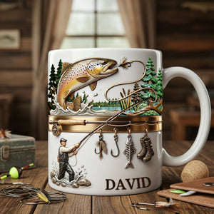 Hooked on Fishing White Coffee Mug - Personalized Gift For Fishing Lovers 02PALU201225