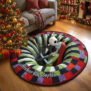 Spooky Love Quilted Round Mat - Personalized Gifts For Couple 03naqn240925