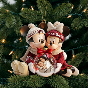 Snowy Embrace Couple Ornament - Personalized Custom Photo Gift For Couples 04PGLU031125