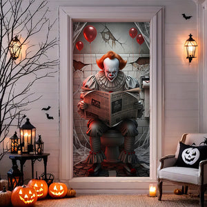 Creepy Toilet Scene Door Cover - Personalized Halloween Gifts For Horror Movie Fans 05hyqn190825