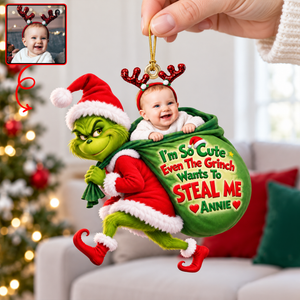 Custom Photo Steeling Cute Baby Ornament - Personalized Gifts For Christmas Ornament 11HUQN211026