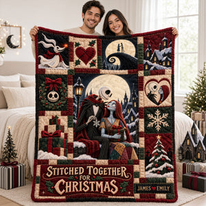 Stitched Together Christmas Blanket - Personalized Gifts For Couples 05HALU061026
