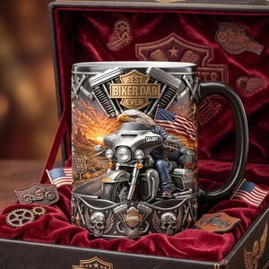 Bald Eagle Dad On Motorcycle Magic Mug, Personalized Gifts For Dads 04QHDH140526