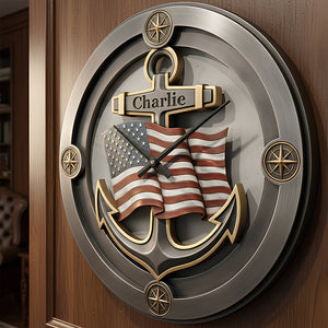 Nautical Anchor Acrylic Clock Personalized Gifts For Veteran 03KIDT231225