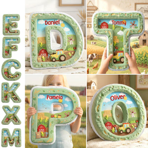 Farm Tractor Initial Letter Custom Shaped Pillow - Personalized Gifts For Kids 05kimg111225
