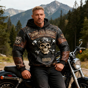 Vintage Biker Skull Hoodie - Personalized Gift For Bikers 05NALU230126