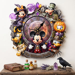 Spooky Family Acrylic Hanging Wall Clock - Personalized Gifts For Halloween 01patn070826
