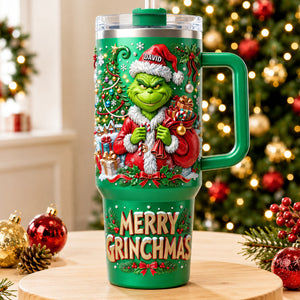 Unique Santa 40oz Tumbler With Handle - Personalized Gifts 07TYQN280826