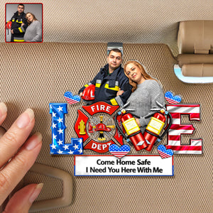 Firefighter Couple Car Visor Clip - Personalized Custom Photo Gift For Couples 04HUQN290126