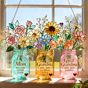 Mom Flower Suncatcher Ornament - Personalized Mothers Day Gifts 02NAQN100226