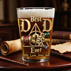 Cheerful Dad & Kids Fist Bump Drinking Glass - Personalized Gift For Dads 02HUDT230526