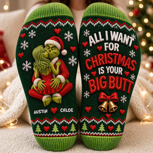 Furry Naughty Couples Middle Tube Socks - Personalized Christmas Gifts For Couples 01ohdt250926