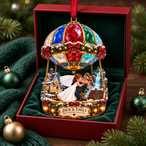 Hot Air Balloon Couple Ornament - Personalized Gifts For Couple Christmas Ornament 02HALU240926