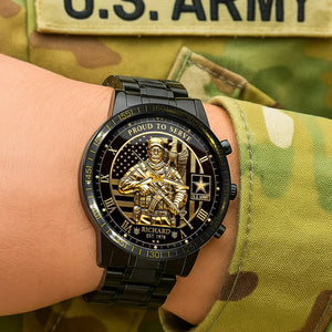 Proud To Serve Stainless Steel Men's Watch - Personalized Gifts For Veteran 01tgqn171225