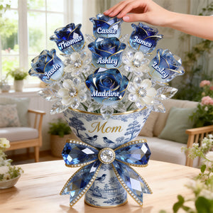 Toile de Jouy Flower Bouquet Mom Acrylic Plaque - Personalized Gifts For Mother's Day Plaque 03PGMG140326