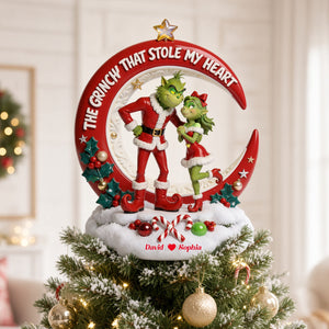 Funny Couple Acrylic Christmas Tree Topper - Personalized Gifts For Couple 02totn250826