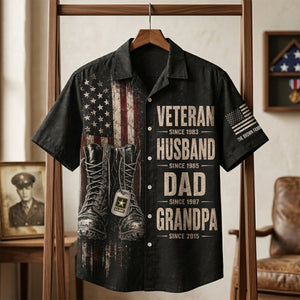 Patriotic Veteran Dad Hawaiian Shirt - Personalized Gifts For Veteran Dads 02huta290526