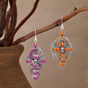 Gothic Guardian Dragon On Cross Earrings - Personalized Gifts For Fantasy Altar Drake Dragon Lovers 01qhqn010825
