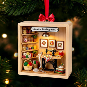 Cozy Sewing Nook Acrylic Ornament - Personalized Gift For Sewing Lovers 09PGLU281025