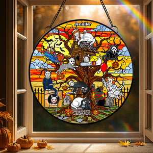 Creepy Cat Suncatcher Ornament, Personalized Gifts For Cat Lovers & Horror Fans 04QHDT070825