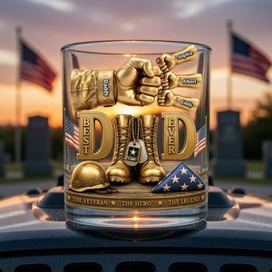 Veteran Dad's Greatest Victory Round Glass - Personalized Gift For Dads 04NAQN010626