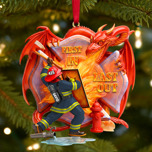 Firefighting With Dragon Acrylic Ornament - Personalized Gifts For Firefighter 04QHTN101125