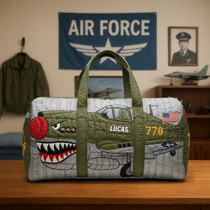 Personalized Gifts For Veterans Airplane Shark Quilted Duffle Bag 04natn080925