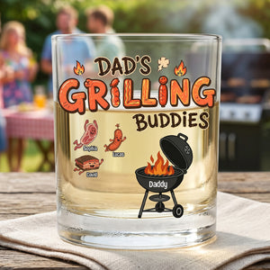 Grilling Buddy Dad And Kids 11oz Round Glass - Personalized Gifts For Father's Day Glass 02QHTN020626