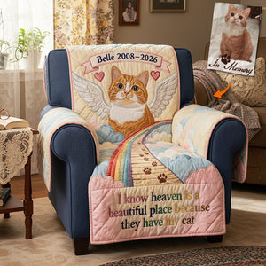 Pet At Rainbow Bridge Quilted Armchair Cover, Personalized Keepsake To Remeber Departed Dog & Cat 03qhta270126