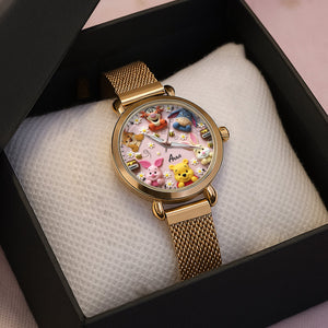 Personalized Gifts For Cartoon Lovers Mesh Strap Quartz Watch 02natn220725 - Quartz Watch - GoDuckee