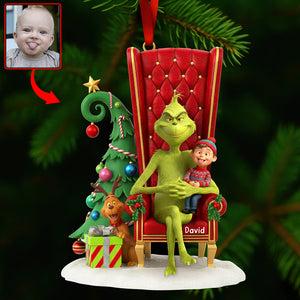 Funny Green Monster Christmas Ornament - Custom Photo Gifts For Kids 03ohqn230925