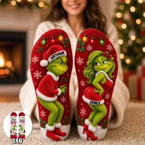 Cheeky Christmas Couple Middle Tube Socks - Personalized Gifts For Couple 03NADH170926