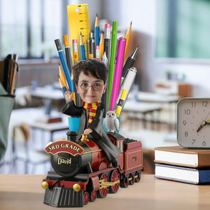 Joyful Train Ride Wooden Pen Holder Custom Photo Gifts For Kids 02NADT250725