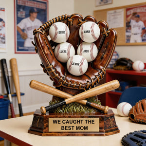 Caught The Best Mom Acrylic Plaque - Personalized Gifts For Baseball Lovers 01hytn030226