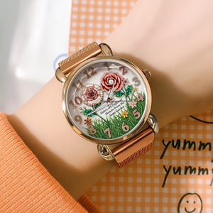 Floral Blooming Mesh Strap Watch - Personalized Gift For Sisters 04HULU250725