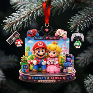Gaming Couples Acrylic Ornament - Personalized Christmas Gifts For Couple 07tolu030826