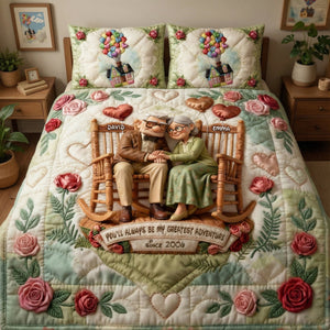 Happy Grow Old Couple Quilt Bed Set - Personalized Gifts For Couple 01QHLU281125