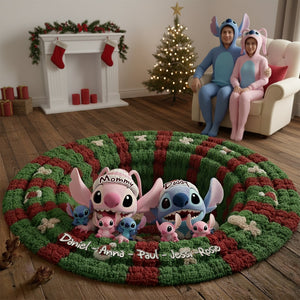 Cute Monsters Family Personalized Christmas Gifts For Family Quilted Round Mat 05tglu260925