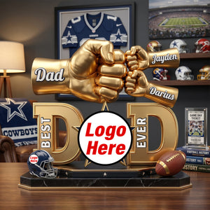 American Football Acrylic Plaque - DadChampion Dad & Fist Bump - Personalized Gifts For Father
