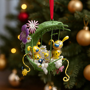 Cozy Spotted Yellow Monkey Family Hanging Nest Ornament, Personalized Gifts For Family 01qhtn061025