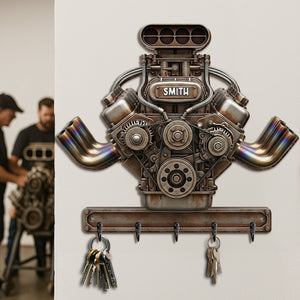 Drag Racing Engine Key Hanger - Personalized Gift For Biker 02NALU270625